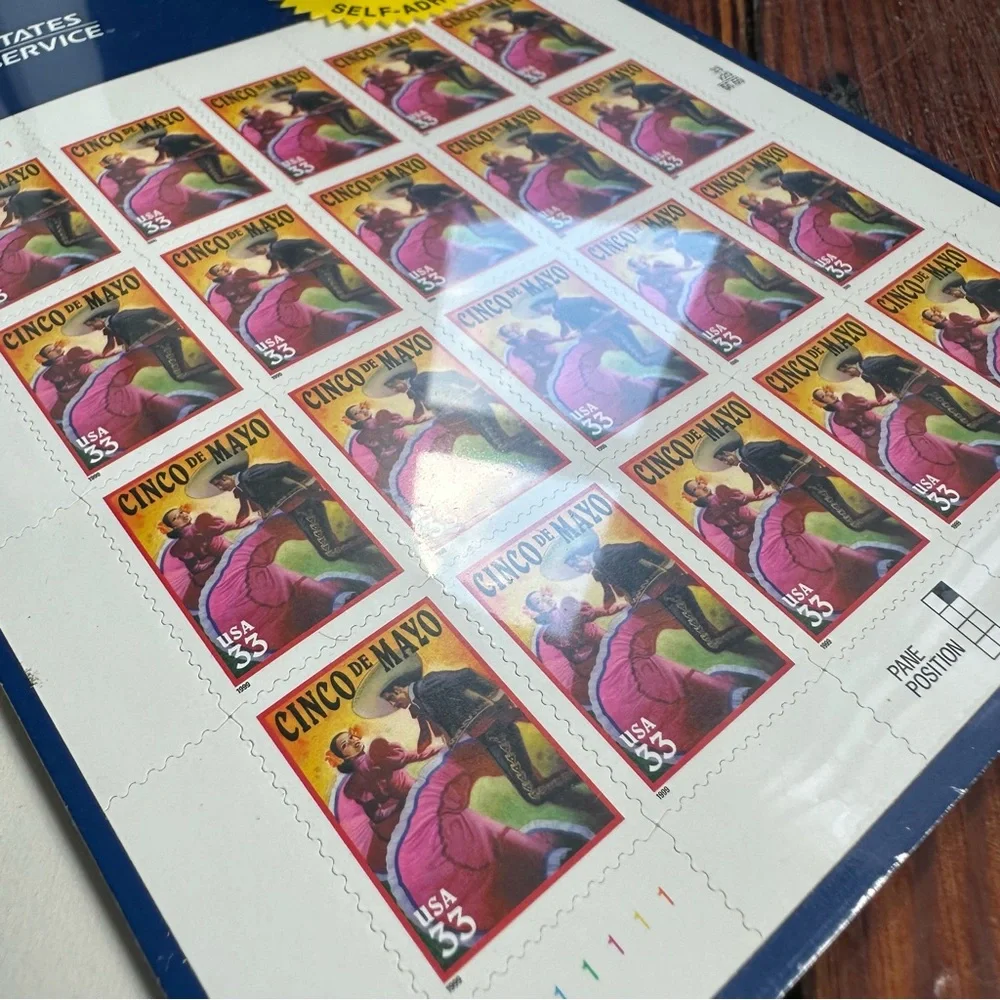 NOS NIP Vintage 1997 USPS Cinco de Mayo .33 stamp sheets x2 sealed